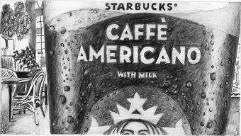Drawing scamps (sketches of ideas) for Starbucks marketing campaign.