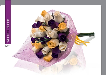 Wooden Roses Wrapped in Paper or Net