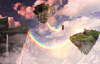 Floating Island with Rainbow Bridge