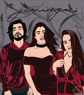 Illustrations of Lauren Jauregui alone and with Family or Friends(Singer, Band Fifth Harmony)