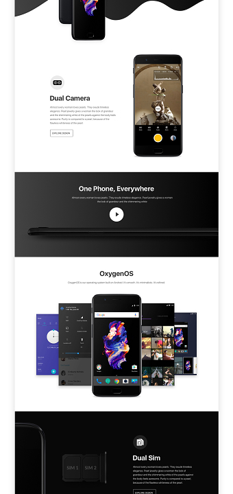 OnePlus 5 Landing Page Concept