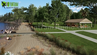 Recreation Area, River side Architecture Rendering Ideas by Yantram Architectural Visualization