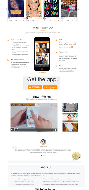 Wireframes for WishYoo website