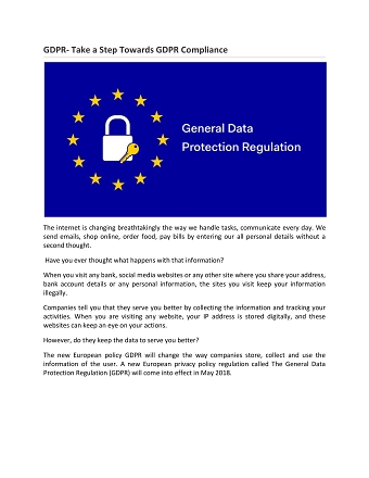 GDPR – Take a Step Towards GDPR Compliance