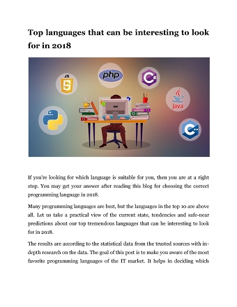 Top Programming Languages that can be interesting to look for in 2018