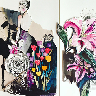 Fashion +floral painted collages