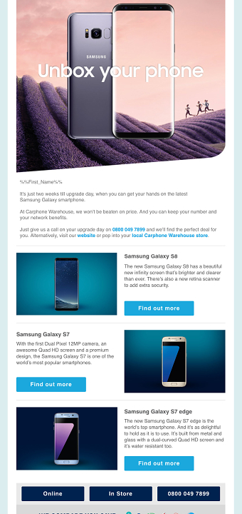 Carphone Warehouse marketing emails