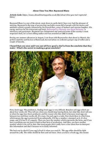 Interview with Raymond Blanc