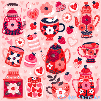 Valentine's Day Card and Patterns Design
