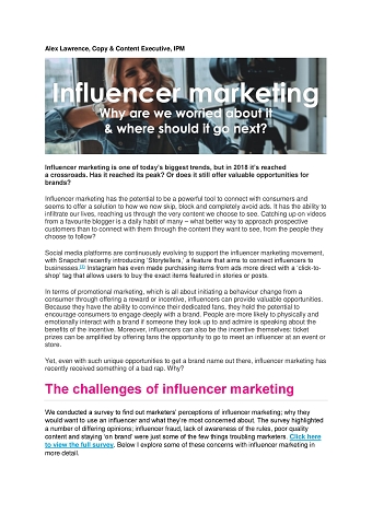 Influencer Marketing: Why are we worried about it and where should it go next?
