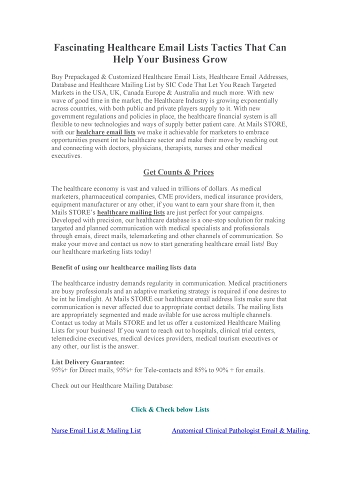 Fascinating Healthcare Email Lists Tactics That Can Help Your Business Grow
