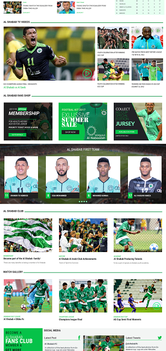 Al Shabab Club Website designs