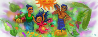 Farming family illustration