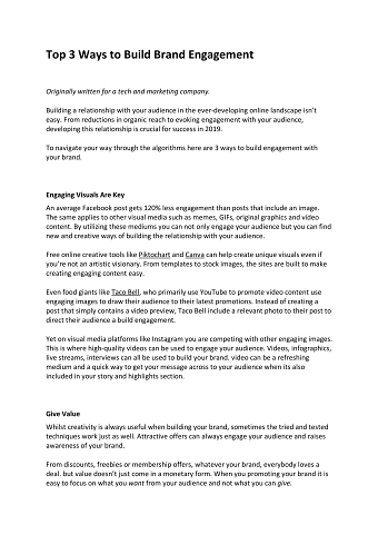 Top 3 Ways to Build Brand Engagement
