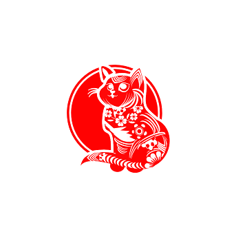 Cut paper style - zodiac kitten