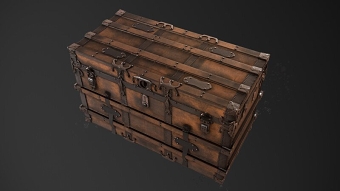 Antique Indonesian Travel Treasure Chest 3D