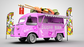 Mr. Sushi H Van 3D render