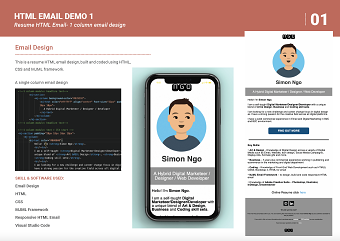 Resume HTML Email - 1 column design
