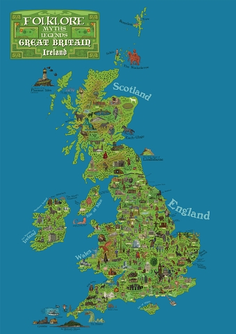 A Map of the Folklore, Myths and Legends of Great Britain and Ireland