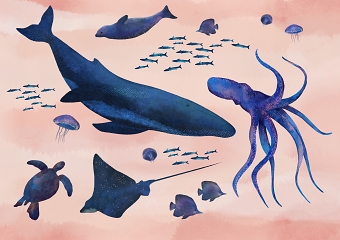 Plastic Oceans Seascape Illustration
