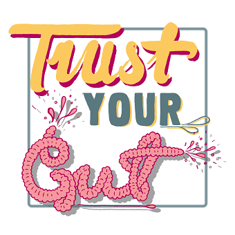 Trust Your Gut hand drawn lettering piece
