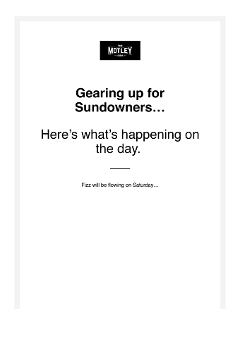 Email campaign to promote Sundowners Festival