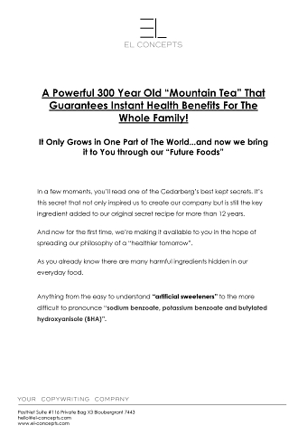 Website Copy - A Powerful 300 Year Old “Mountain Tea” That Guarantees Instant Health Benefits Fo