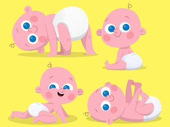 Flat Baby Illustrations for Health Product