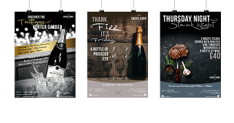 Branding and marketing collateral for The Cross Guns gastro pub
