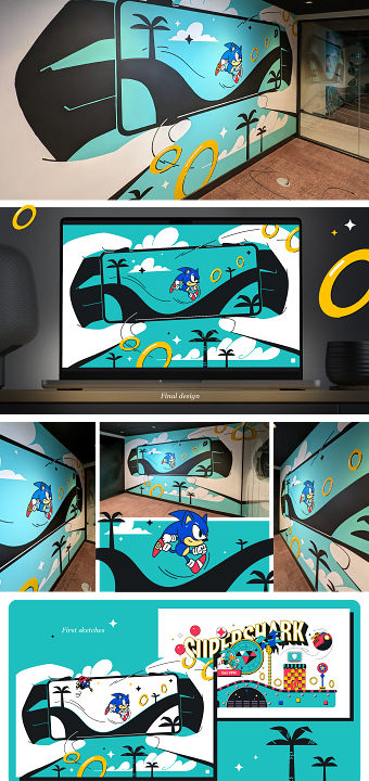 Wall design and mural for Surfshark