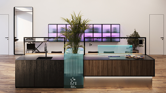 Kitchen with blue accent | 3d viz