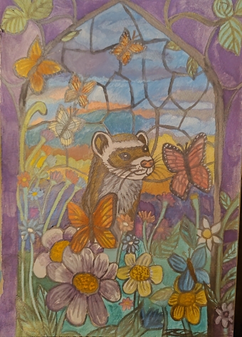 Ferret in Flowers