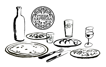 Takeaway packaging Illustrations for Pizza Express