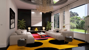 Modern minmalist meets Maximalist light for Interior Design Plan Rendering