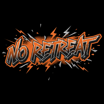 Streetwear Graffiti Typography - "No Retreat" Action Hoodie