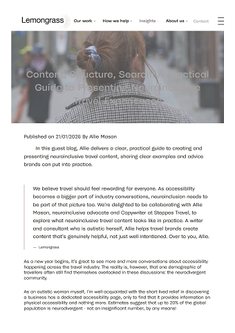 Content, Structure, Search: A Practical Guide to Presenting Neuroinclusive Travel Experiences
