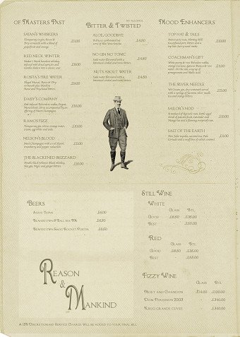 Reason & Mankind Menu Design
