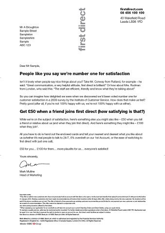 First Direct letter