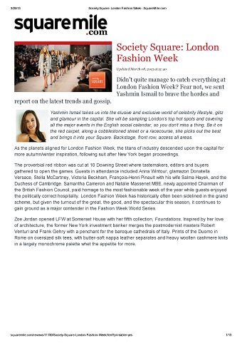 London Fashion Week coverage for Square Mile