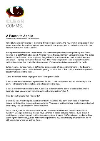 A Paean to Apollo