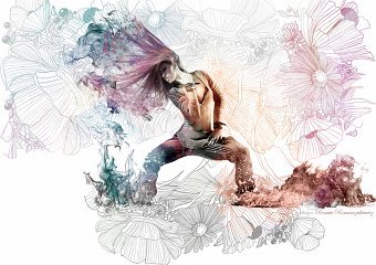 Woman with flower and fire