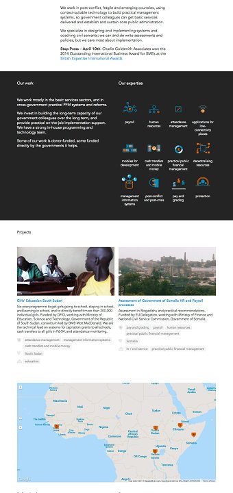 Responsive website for a consultancy to governments in fragile countries