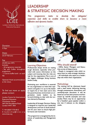 Leadership & Strategic Decision Making Programme Flyer