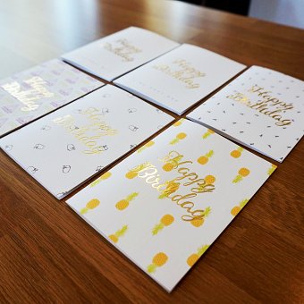 Set of Six Foil Embossed Birthday Cards