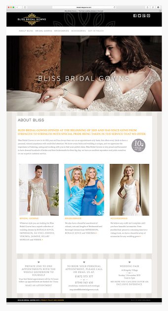 Bliss Bridal Gowns website