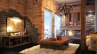 Interior render for chalet