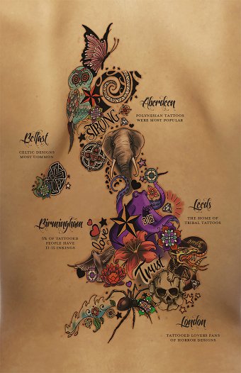 Data driven Tattoo Map of the UK