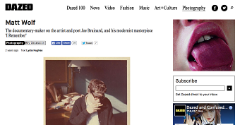 ARTICLE: Matt Wolf // The documentary-maker on the artist and poet Joe Brainard, and his moderni