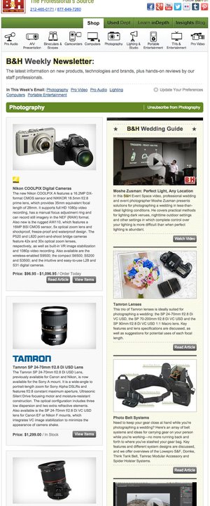 Email Campaign for B&H Photo