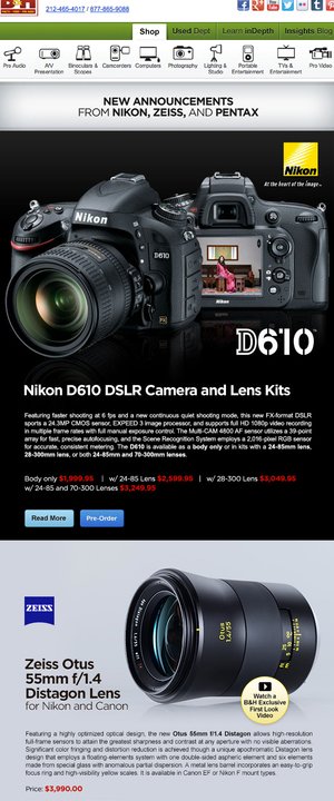 Technical Content for B&H Photo Email